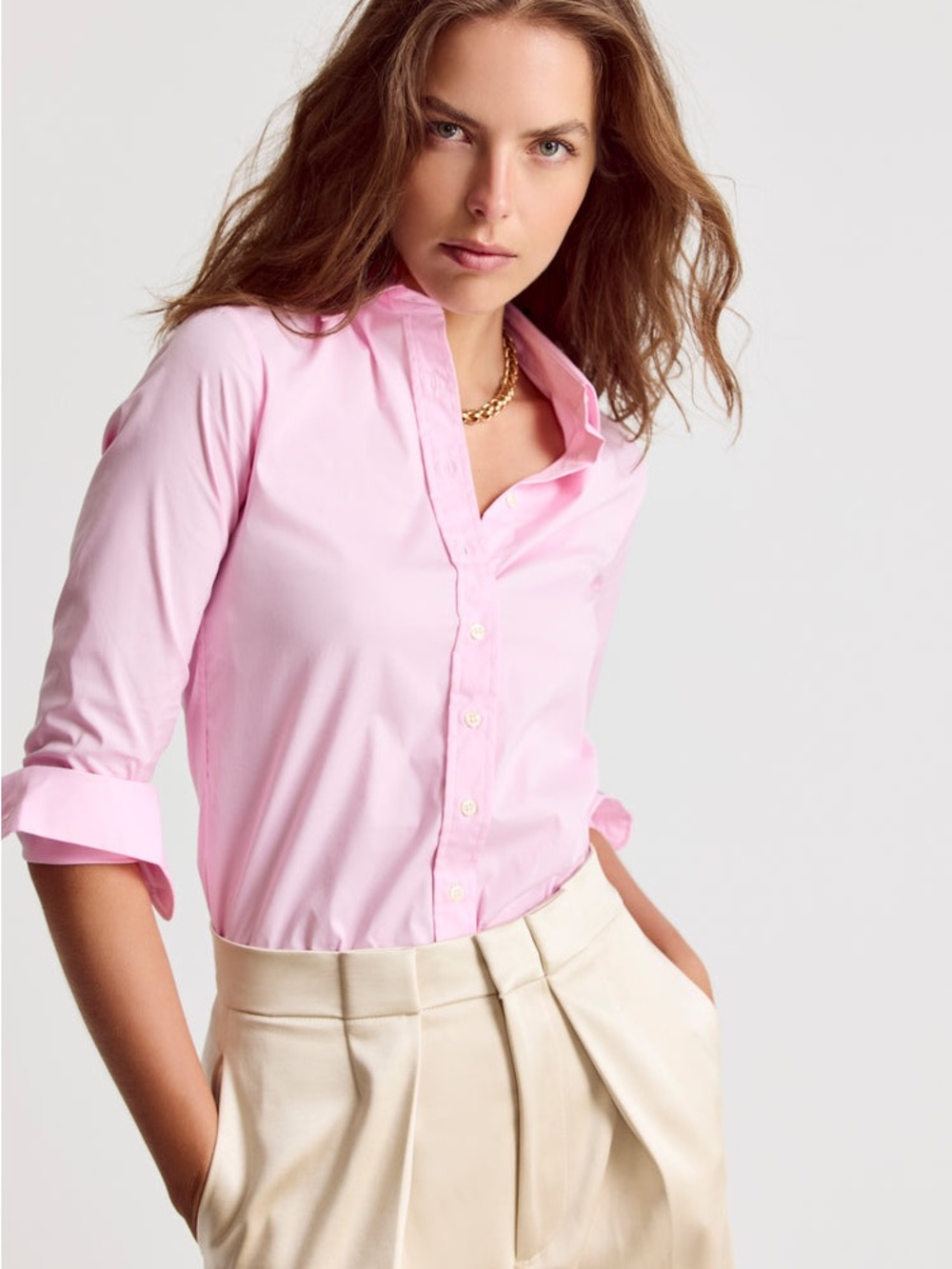 The Shirt Rochelle Behrens $135 The Icon Shirt in Light Pink Size Small PTP- 20